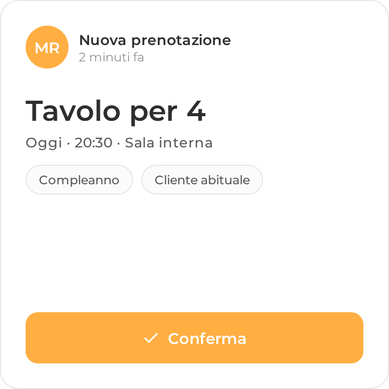 Nuova prenotazione confermata